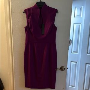 Black Halo Purple Sheath Dress V Neck Sleeveless